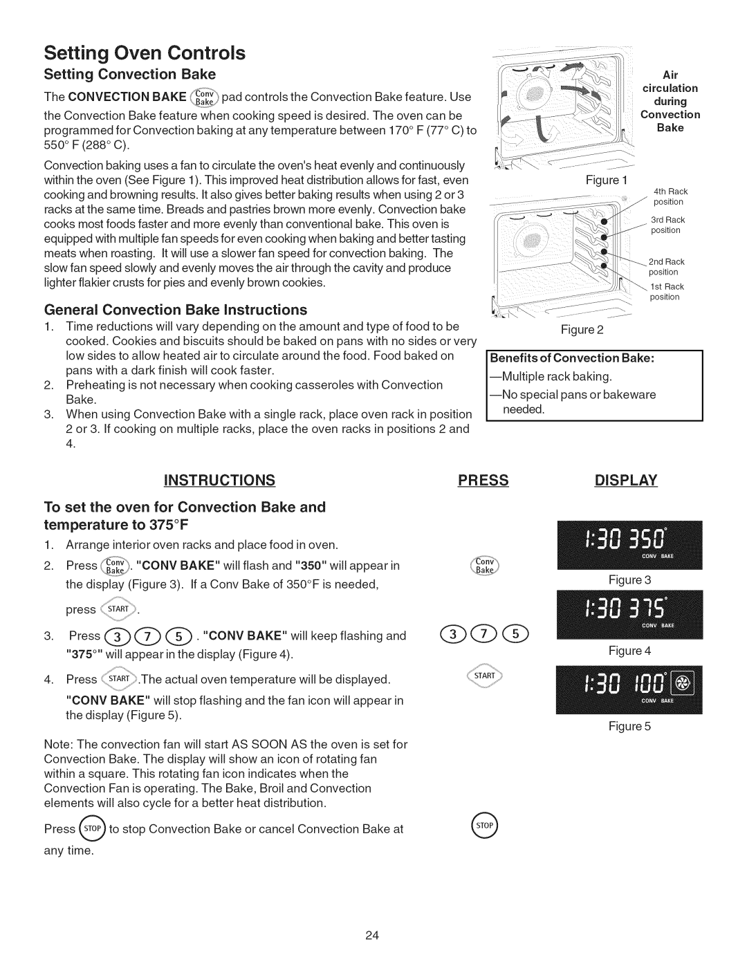 Kenmore 790.4101 manual Setting Convection Bake, General Convection Bake Instructions 