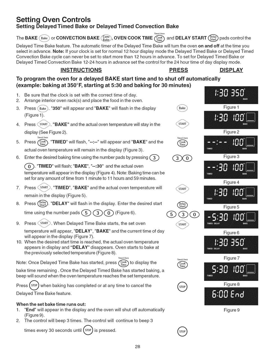 Kenmore 790.4101 manual Qo@, Setting Delayed Timed Bake or Delayed Timed Convection Bake 