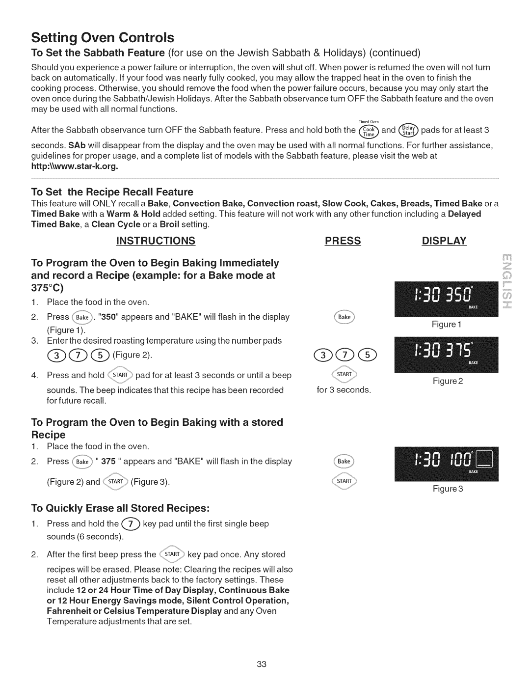 Kenmore 790.4101 manual To Set the Recipe Recall Feature, To Program the Oven to Begin Baking with a stored Recipe 