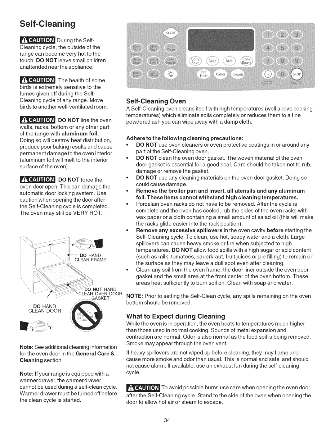 Kenmore 790.4101 manual Self-Cleaning Oven, What to Expect during Cleaning 