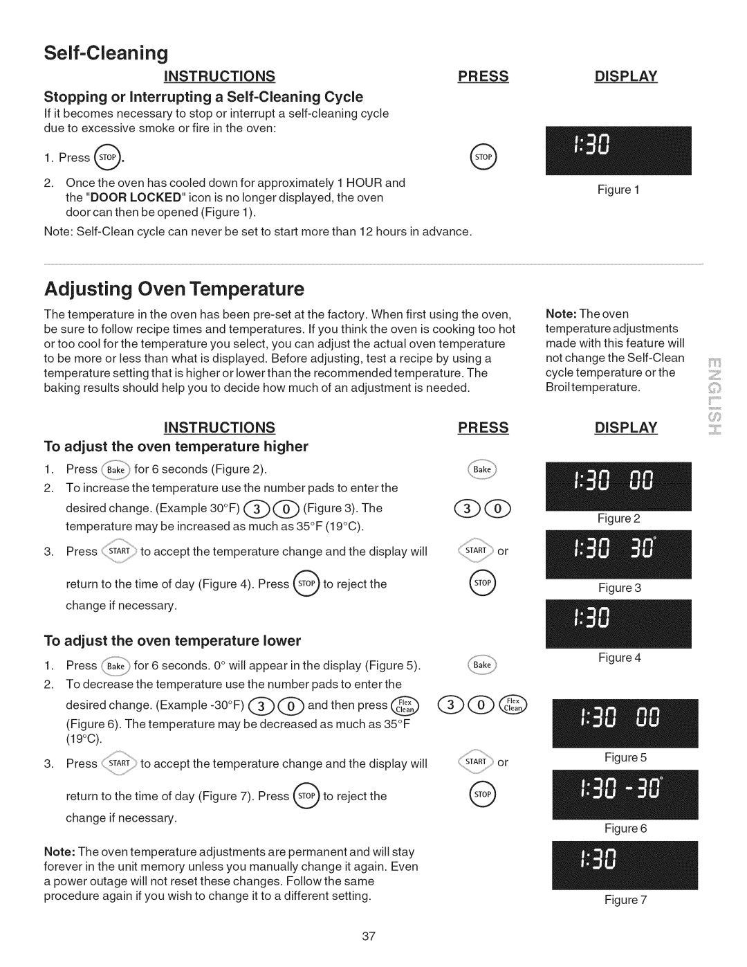 Kenmore 790.4101 manual Adjusting Oven Temperature, Stopping or interrupting a Self-Cleaning Cycle, INSTRUCTiONSPRESS 