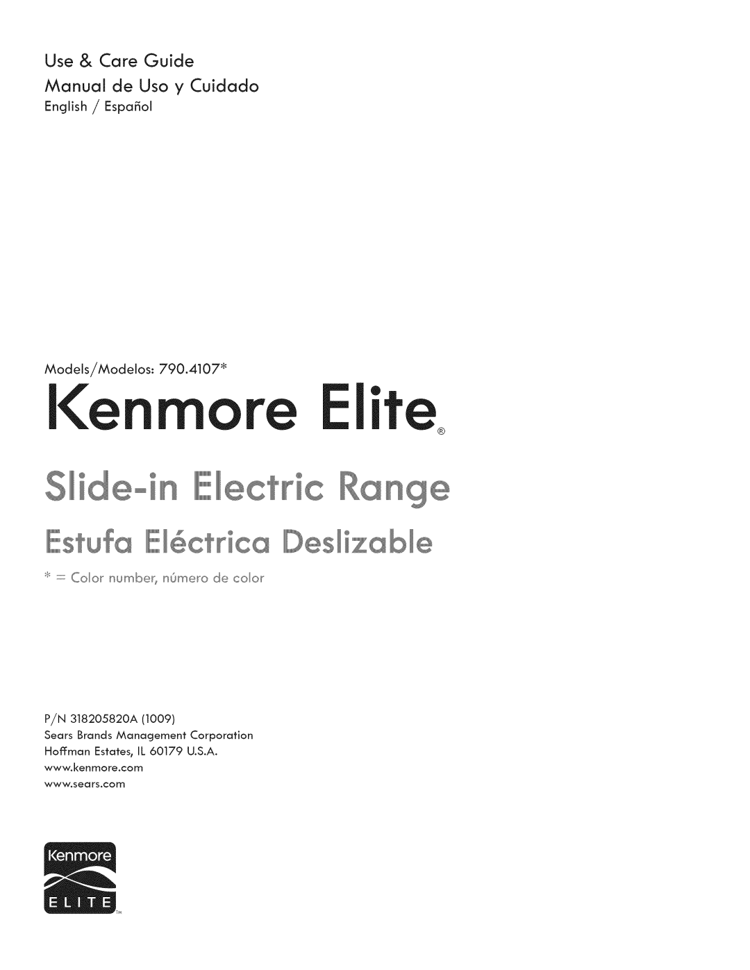 Kenmore 790.4107 manual English / EspaKol Models/Modelos, Color numbe% nOmero de color 