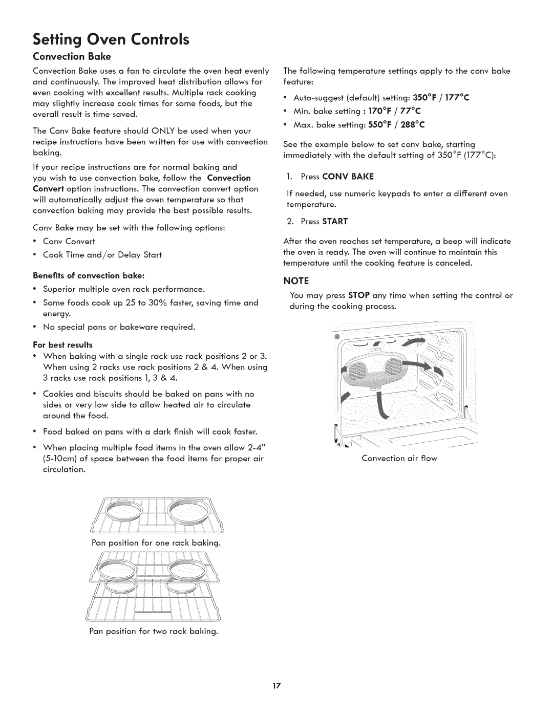 Kenmore 790.4107 manual Setting Oven Controls, Convection Bake 