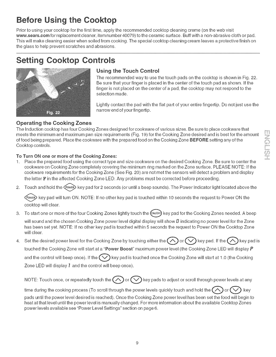 Kenmore 790.428 manual Setting Cooktop Controls, IJii 