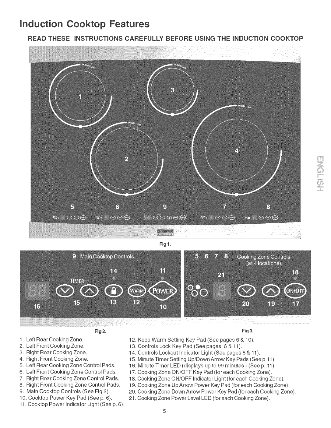 Kenmore 790.428 manual induction Cooktop Features, i Jii 