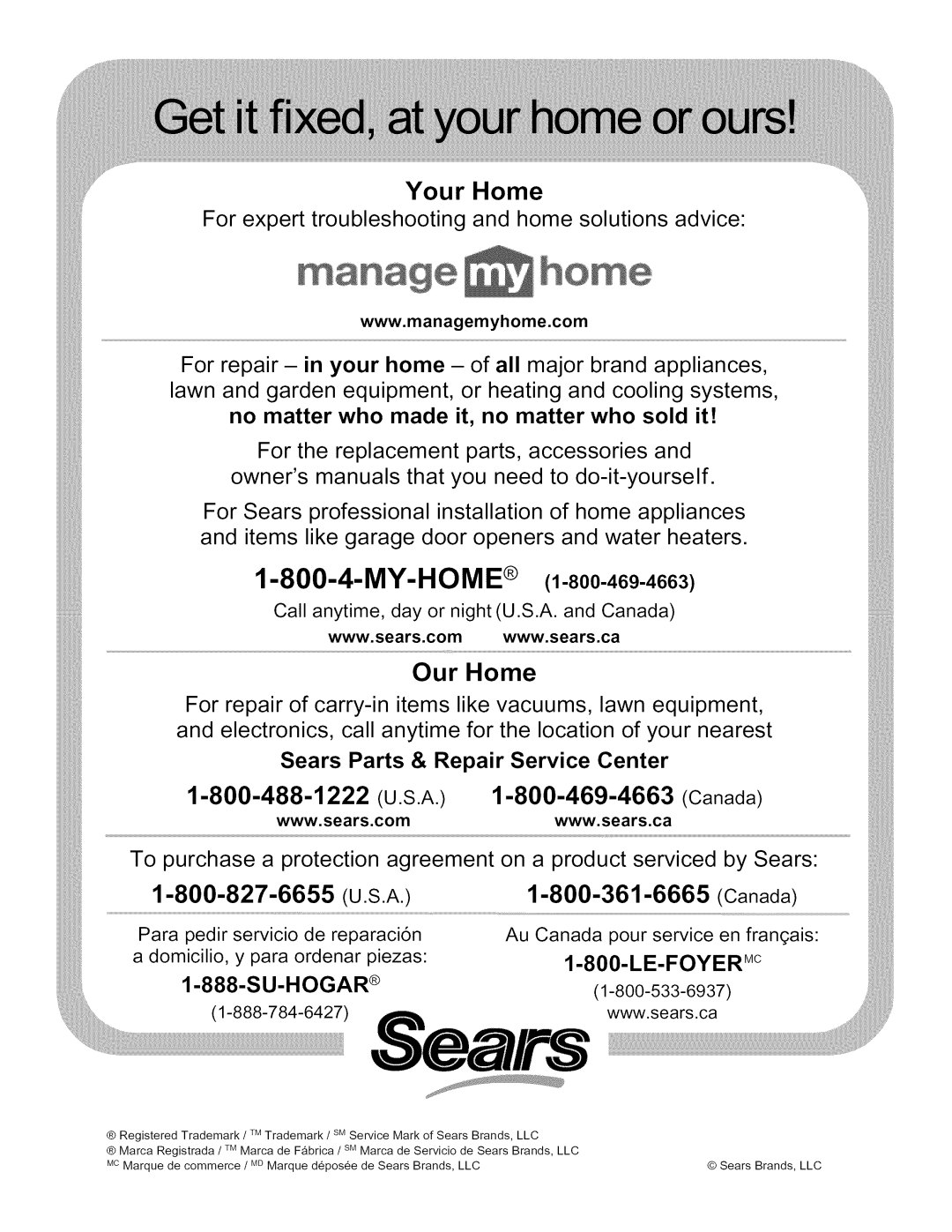 Kenmore 790.4292, 790.4283 manual My-Home, Your Home 