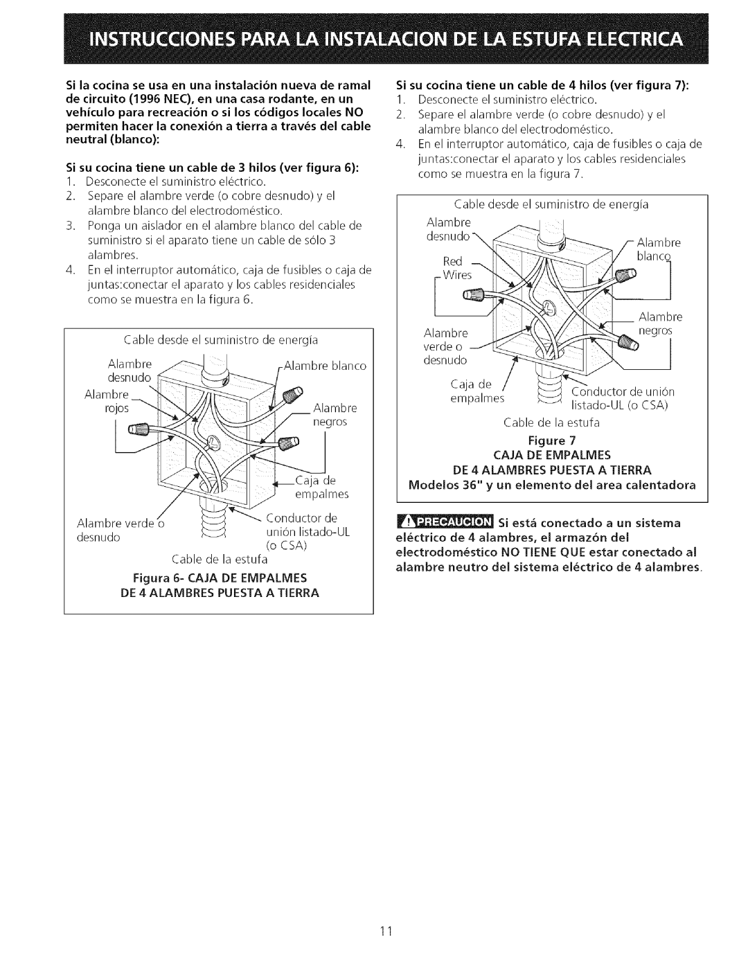 Kenmore 79044174601, 79044189600 manual DE 4 Alambres Puesta a Tierra, Si su cocina tiene un cable de 4 hilos vet figura 