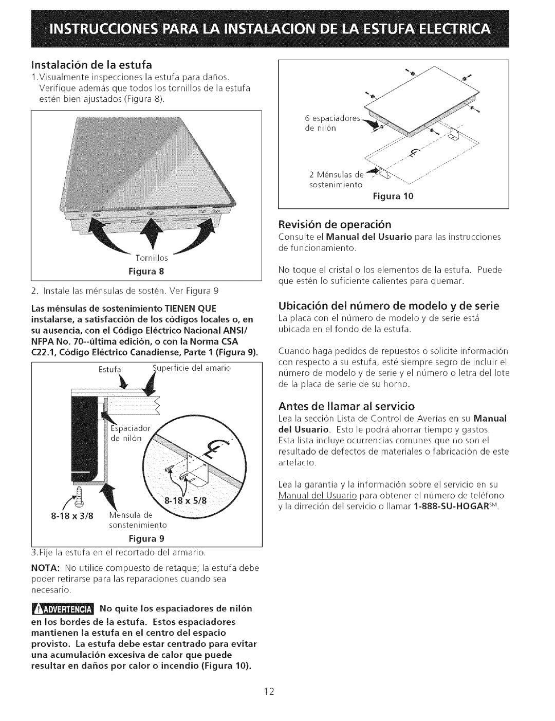 Kenmore 79044189600, 79044184601 Instaiadon de ia estufa, Revisi6n de operaci6n, Ubicad6n dei nemero de modeio y de serie 