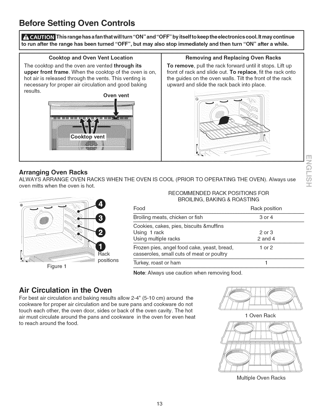 Kenmore 790.45 manual Before Setting Oven Controls, Arranging Oven Racks 