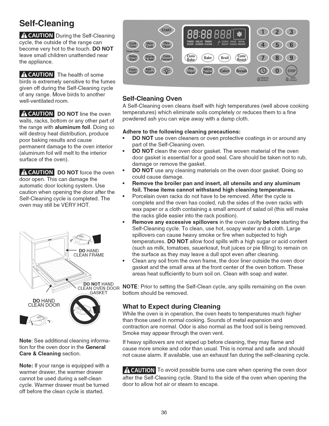 Kenmore 790.45 manual Self-Cleaning Oven, What to Expect during Cleaning 