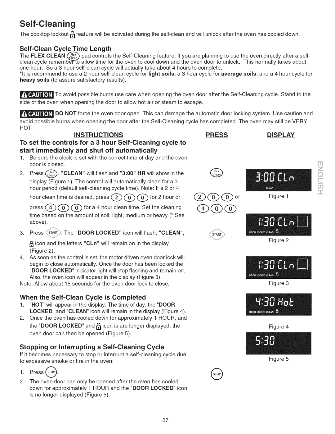 Kenmore 790.45 manual Self-Clean Cycle Time Length, To set the controls for a 3 hour Self-Cleaning cycle to 