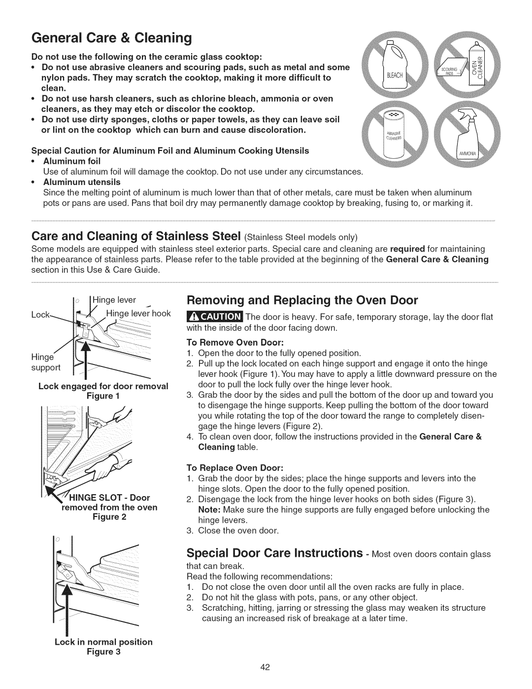 Kenmore 790.45 manual Aluminum Foil, Lock in normal position 