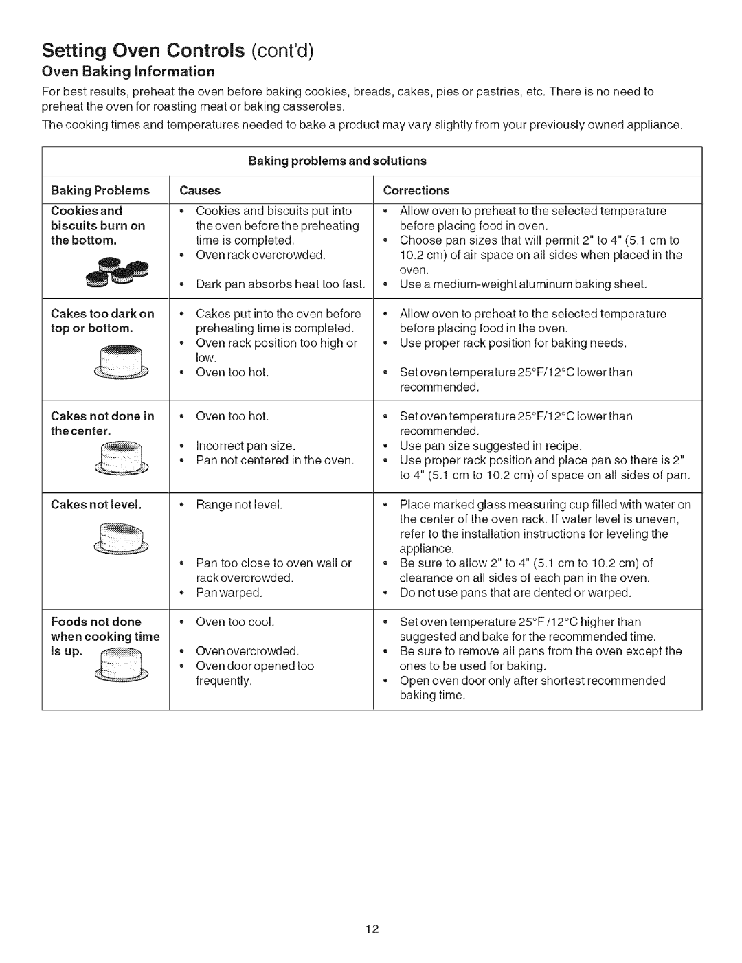 Kenmore 790.4626 manual Oven Baking information, Baking Problems, Is up 