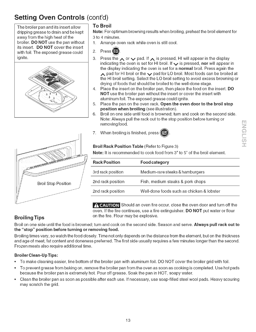 Kenmore 790.4626 manual Contd, To Broil, Broiling Tips 