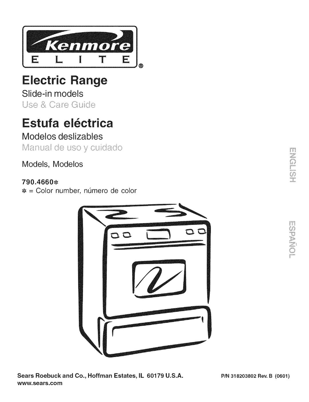 Kenmore 790.4660 manual Models, Modelos, Sears Roebuck and Co., Hoffman Estates, IL 60179 U.S.A, 318203802 Rev. B 