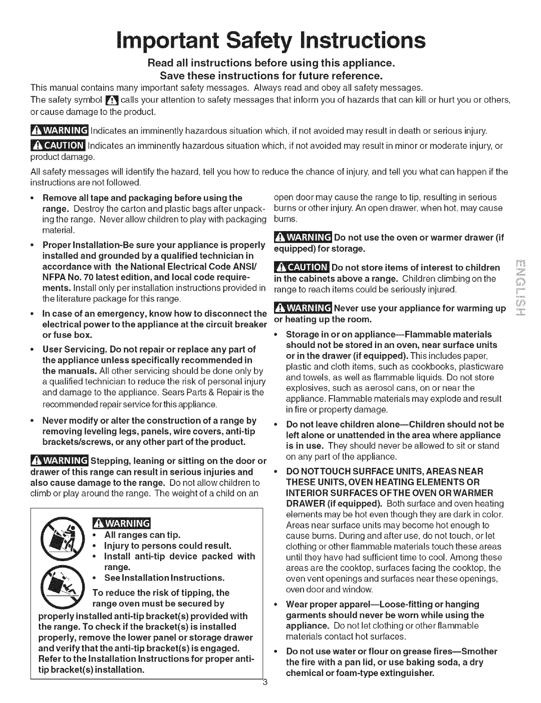 Kenmore 790.467 manual Read all instructions before using this appliance, Save these instructions for future reference 