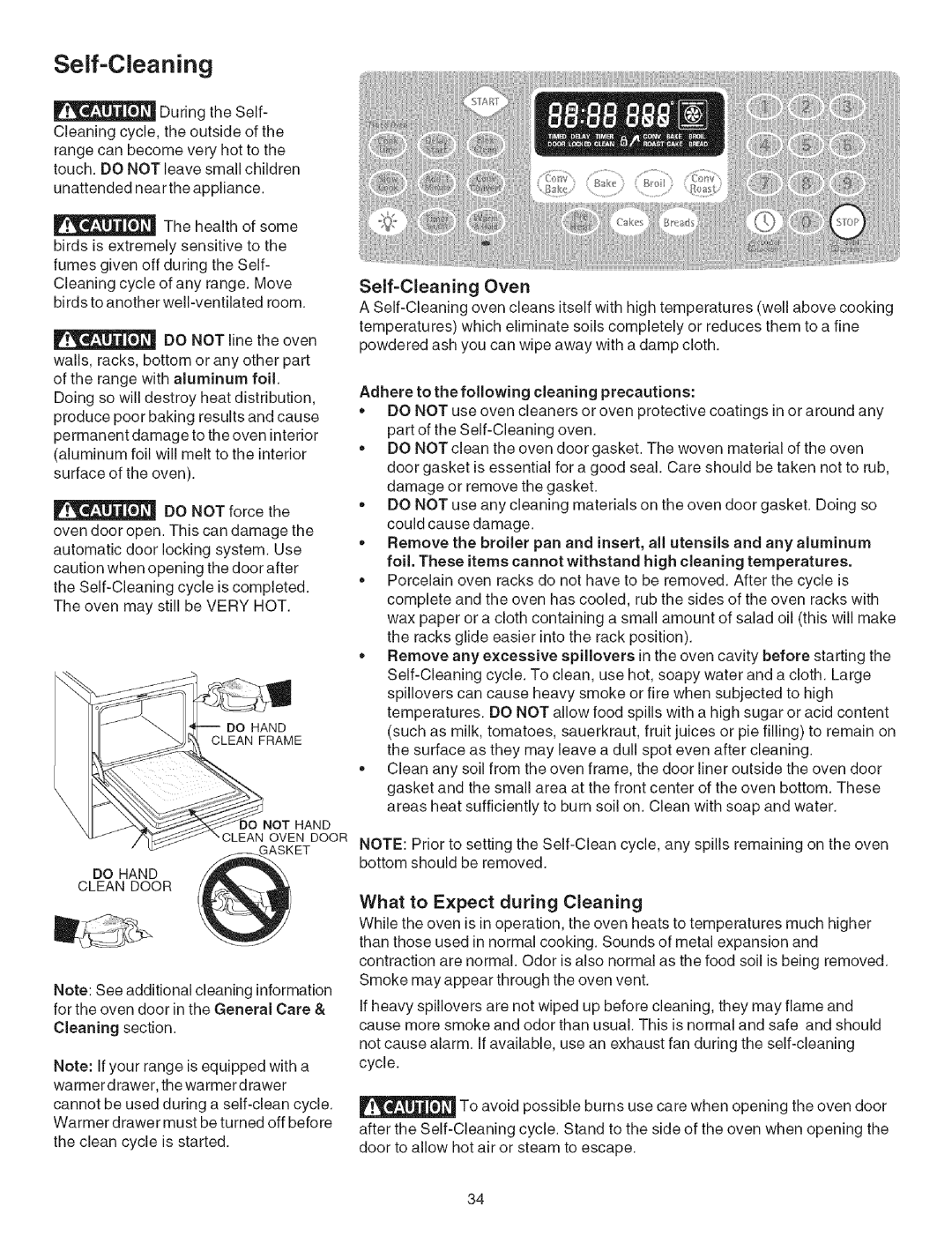 Kenmore 790.467 manual Self-Cleaning, What to Expect during Cleaning 