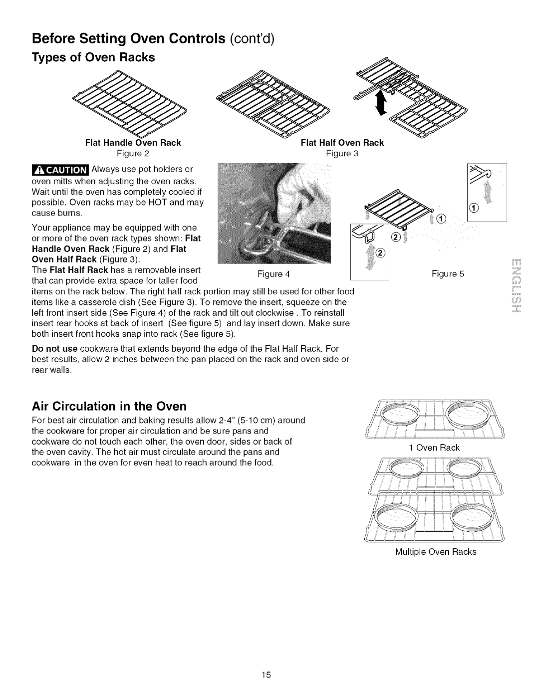 Kenmore 790.4672 manual Before Setting Oven Controls contd, Types of Oven Racks, Air Circulation in the Oven 