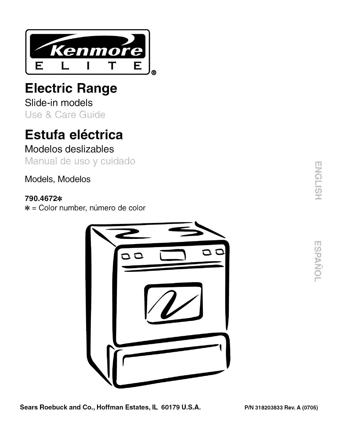 Kenmore manual Electric Range, Estufa el6ctrica, E !E, Models, Modelos, 790.4672#, Slide-inmodels, Modelos deslizables 
