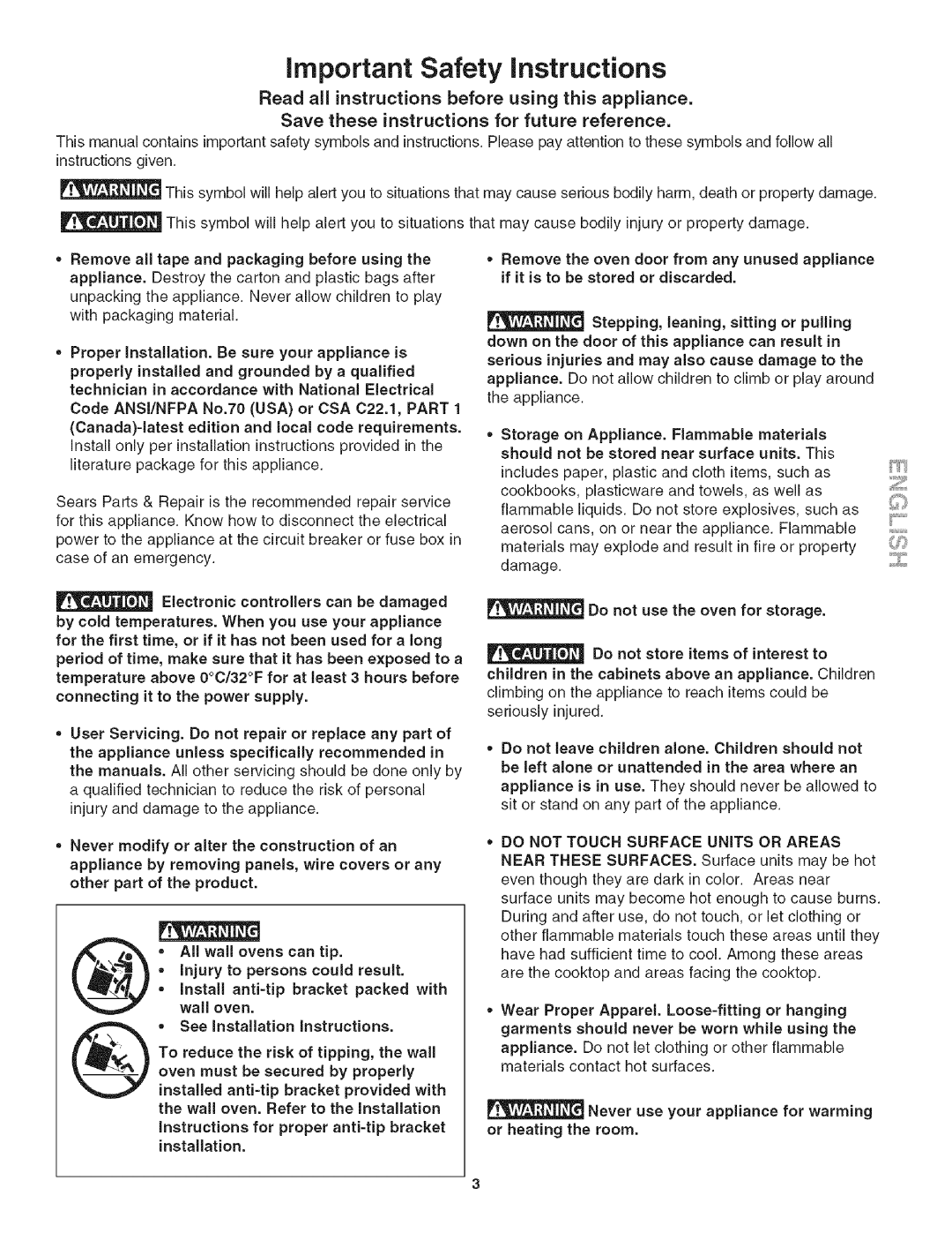 Kenmore 790.4778, 790.4783 Read all instructions before using this appliance, Save these instructions for future reference 