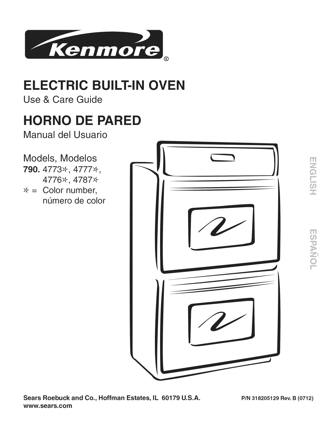 Kenmore 790.4777, 790.4787, 790.4776, 790.4773 manual 790 -, 4777, 4776 = Color number, n0mero de color, 318205129 Rev. B 