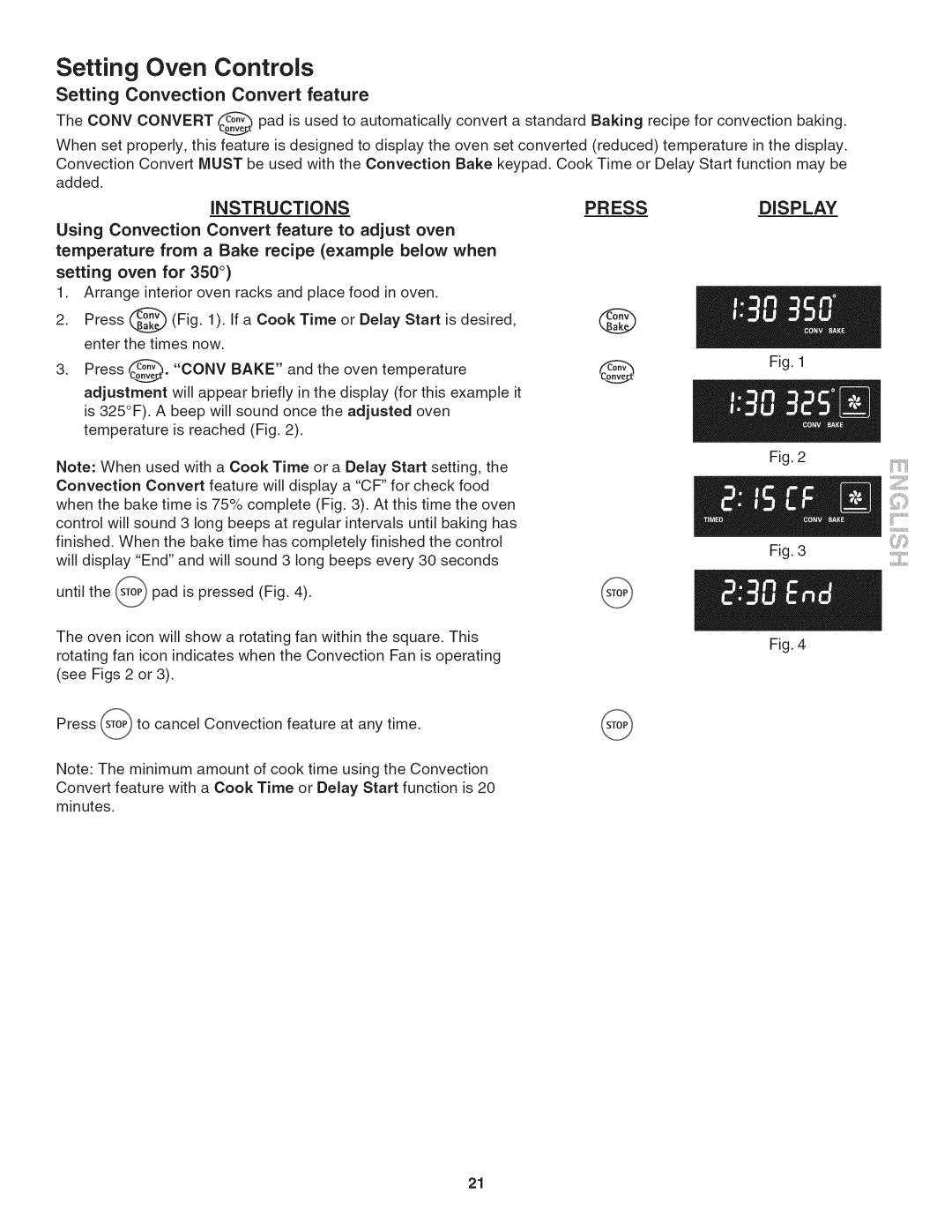 Kenmore 790.4803, 790.4802, 790.4804 manual Oven Controls, Setting Convection Convert feature 