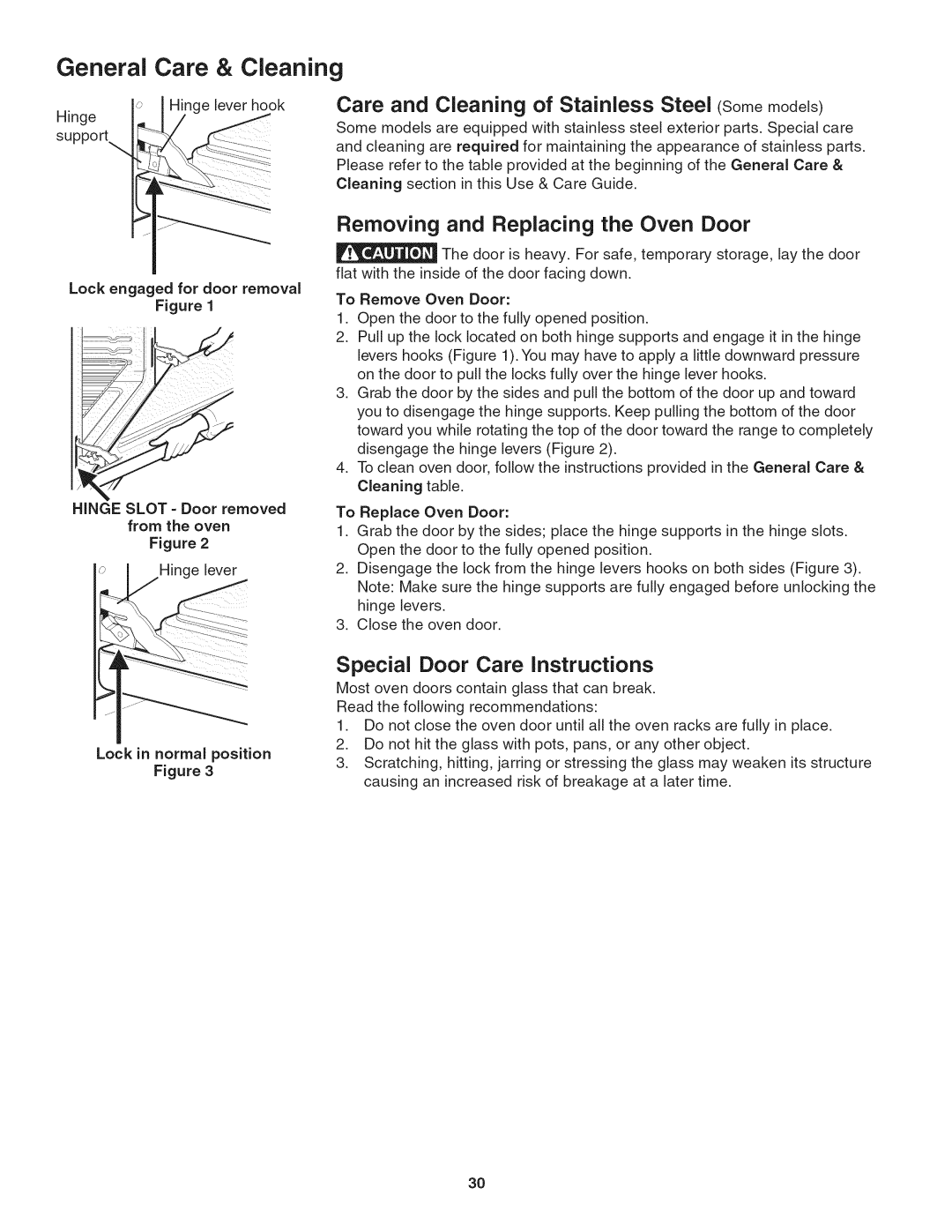 Kenmore 790.4803, 790.4802, 790.4804 manual Care and Cleaning of Stainless Steel Somemodels, Lock in normal position Figure 