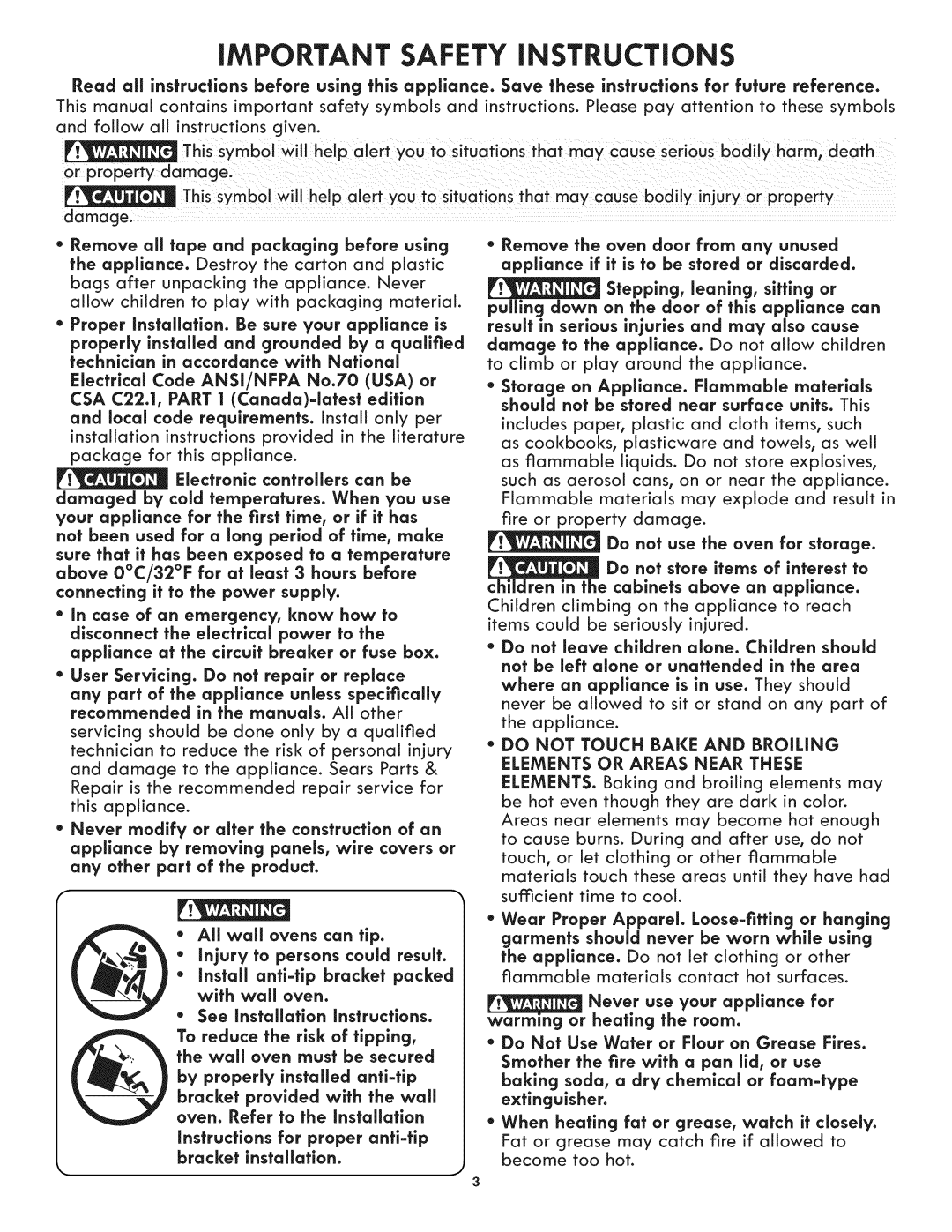 Kenmore 790.4809, 790.4807, 790.4808 manual iMPORTANT SAFETY iNSTRUCTiONS 