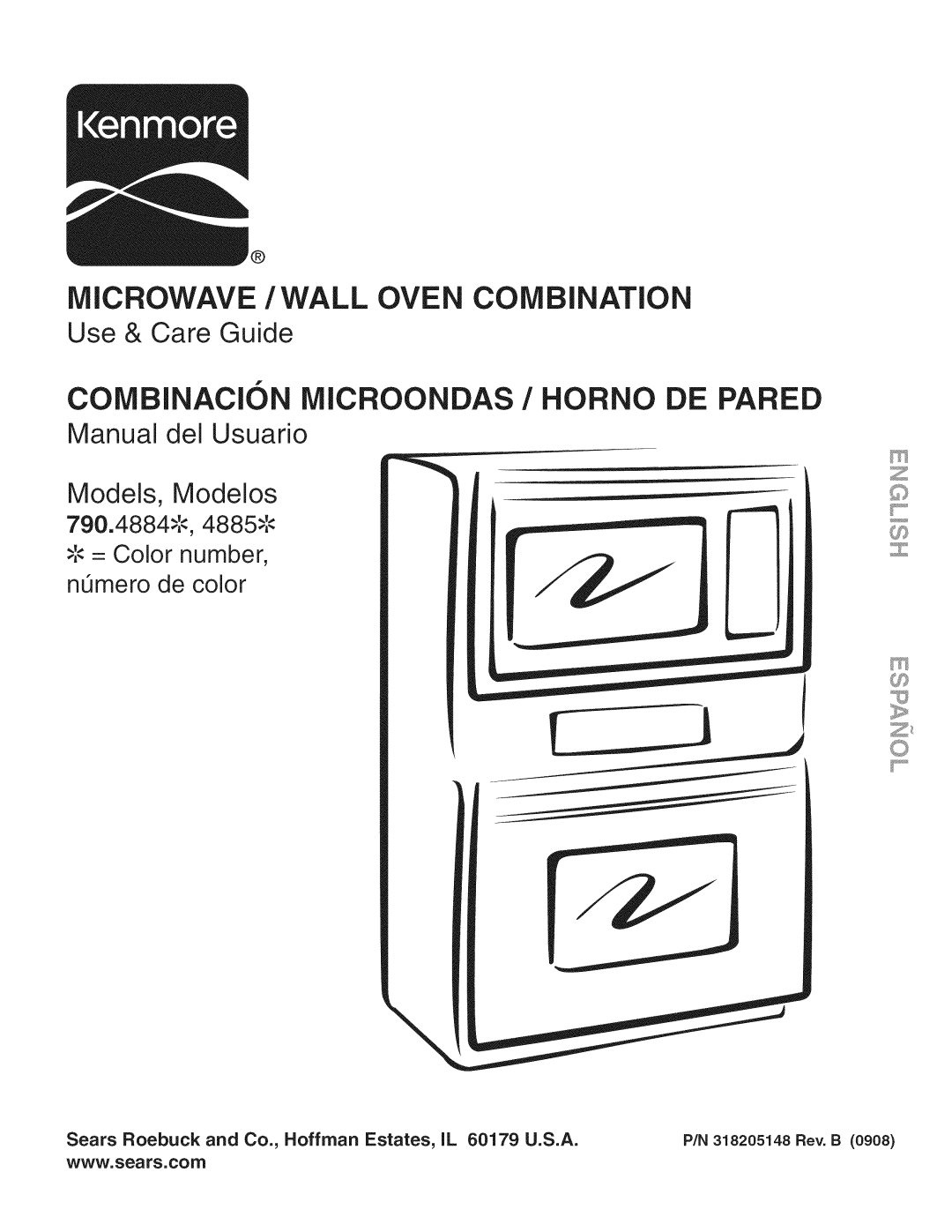 Kenmore 790.4885 manual Combinacion Microondas / Horno DE Pared, Sears Roebuck and Co., Hoffman Estates, IL 60179 U.S.A 