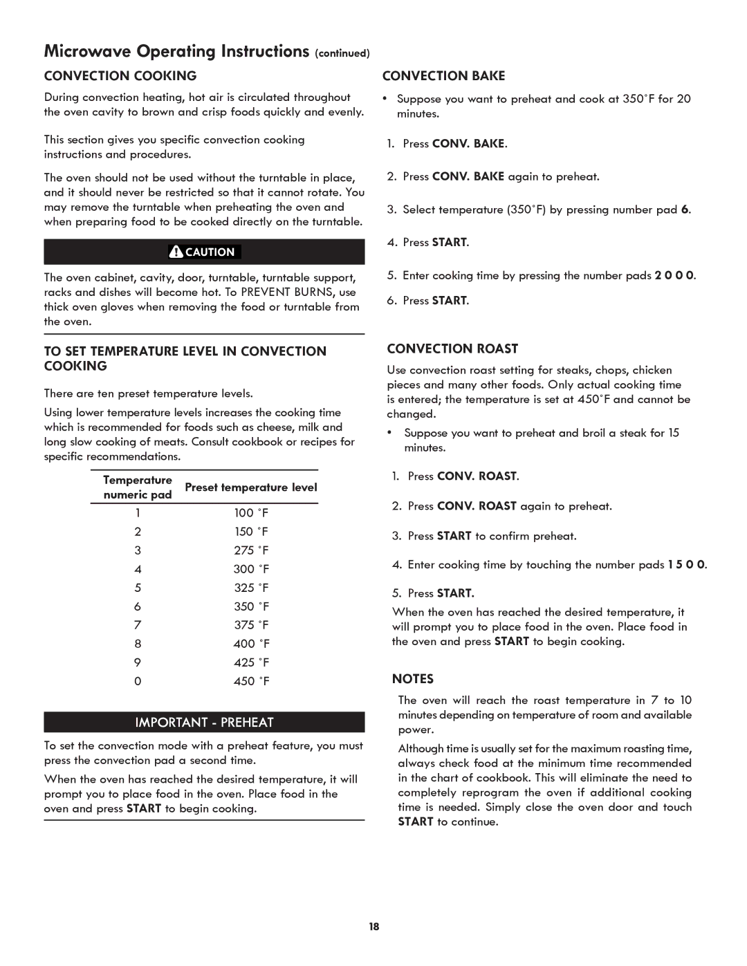 Kenmore 790.489, 790.488 manual Convection Bake, To SET Temperature Level in Convection Cooking, Convection Roast 