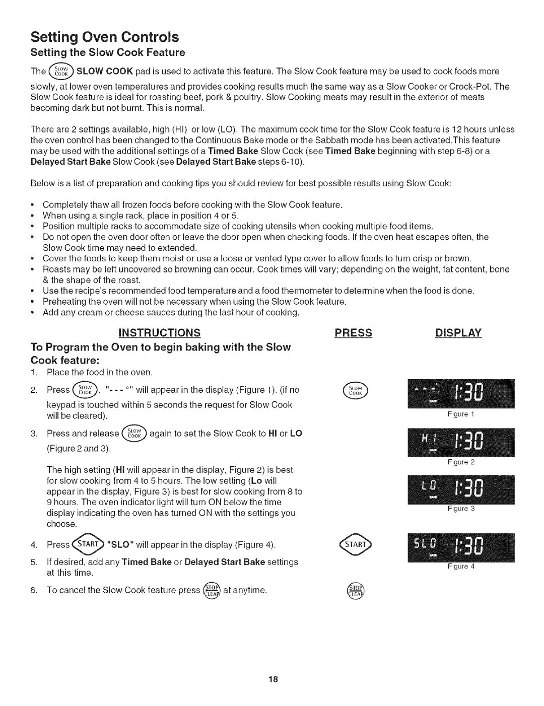 Kenmore 790.4906 manual Setting the Slow Cook Feature, Instructions 