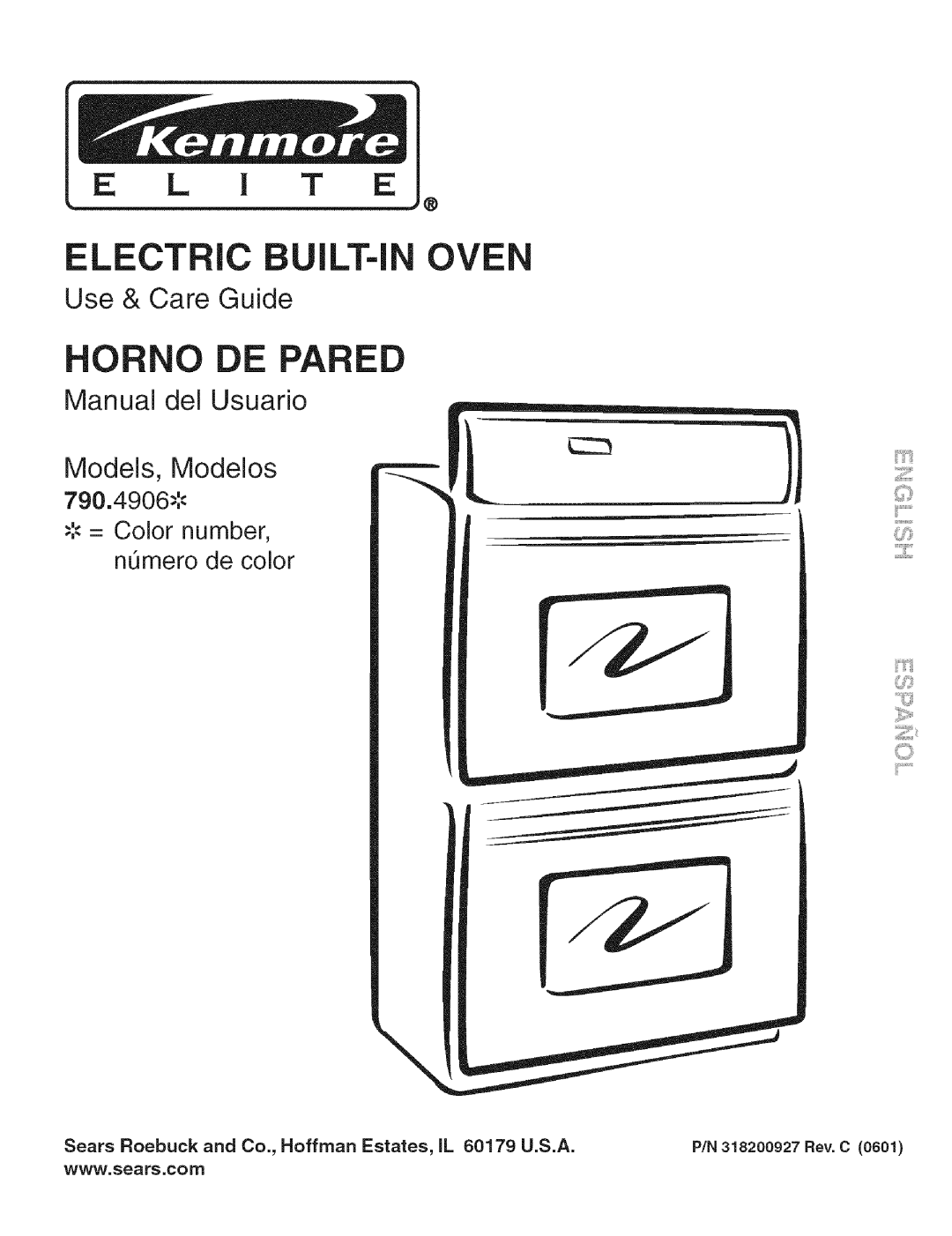 Kenmore manual Lectric Ilt-Ioven, 790.4906=_ = Color number, nQmero de color, Use & Care Guide 