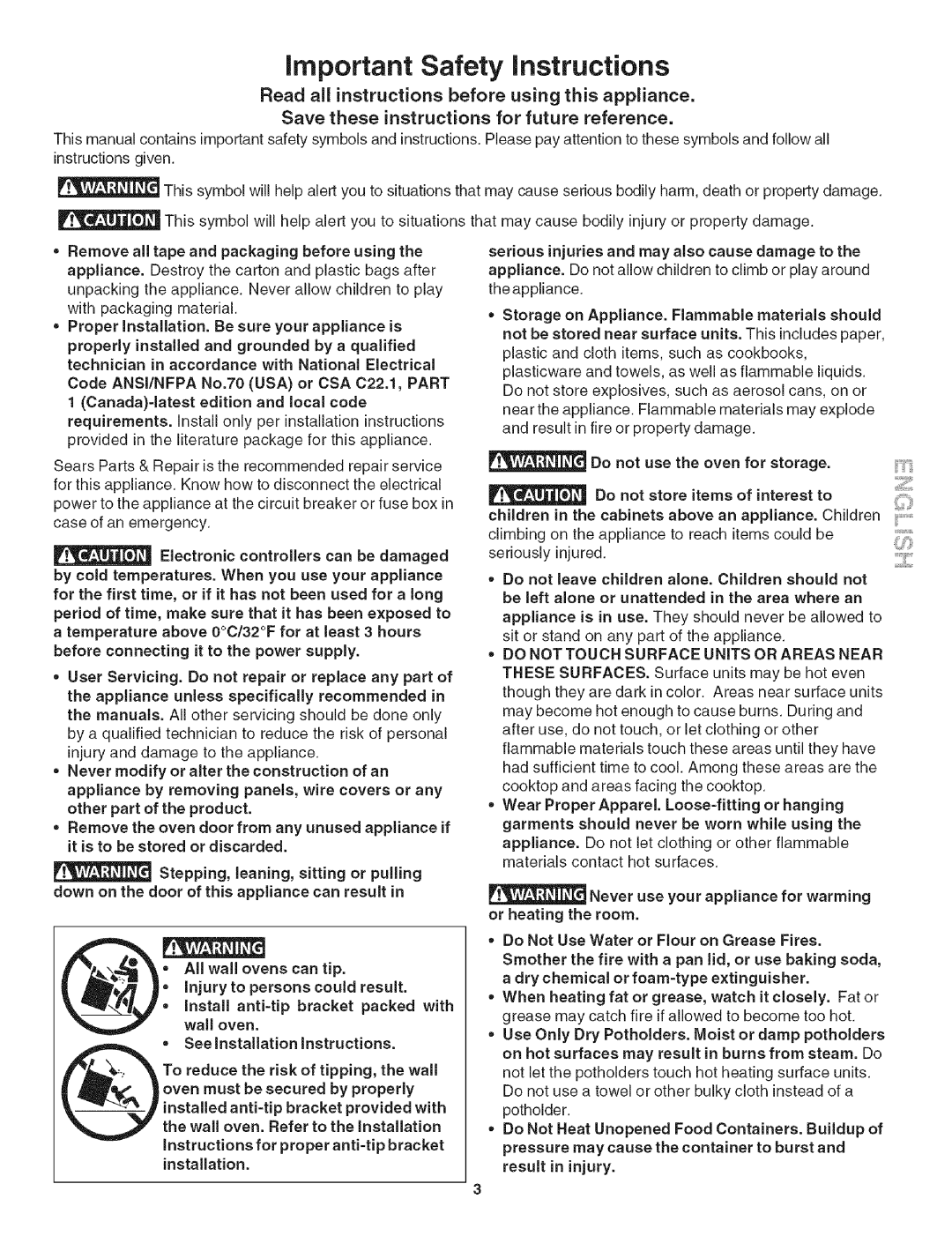 Kenmore 790.4906 manual important Safety instructions, Read all instructions before using this appliance 