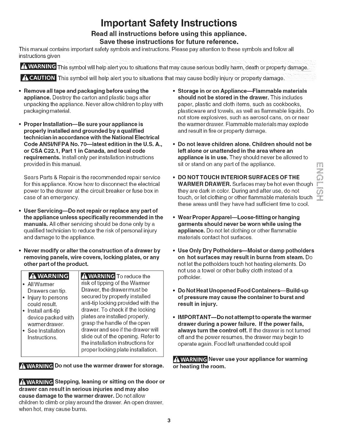 Kenmore 790.492 manual Read all instructions before using this appliance, Save these instructions for future reference 