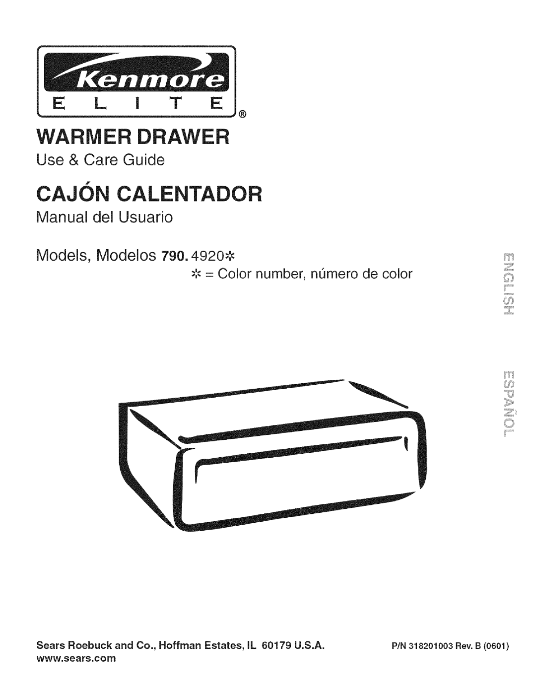 Kenmore 790.492 manual = Color number, nQmero de color, Cajon Calentado, Use & Care Guide 