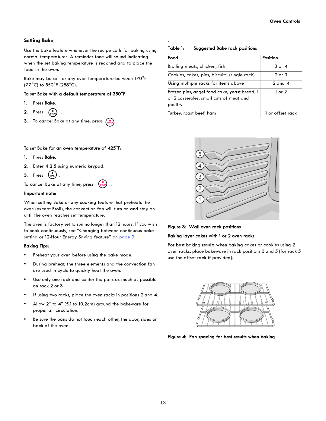 Kenmore 790.4941, 790.4943 manual Setting Bake 