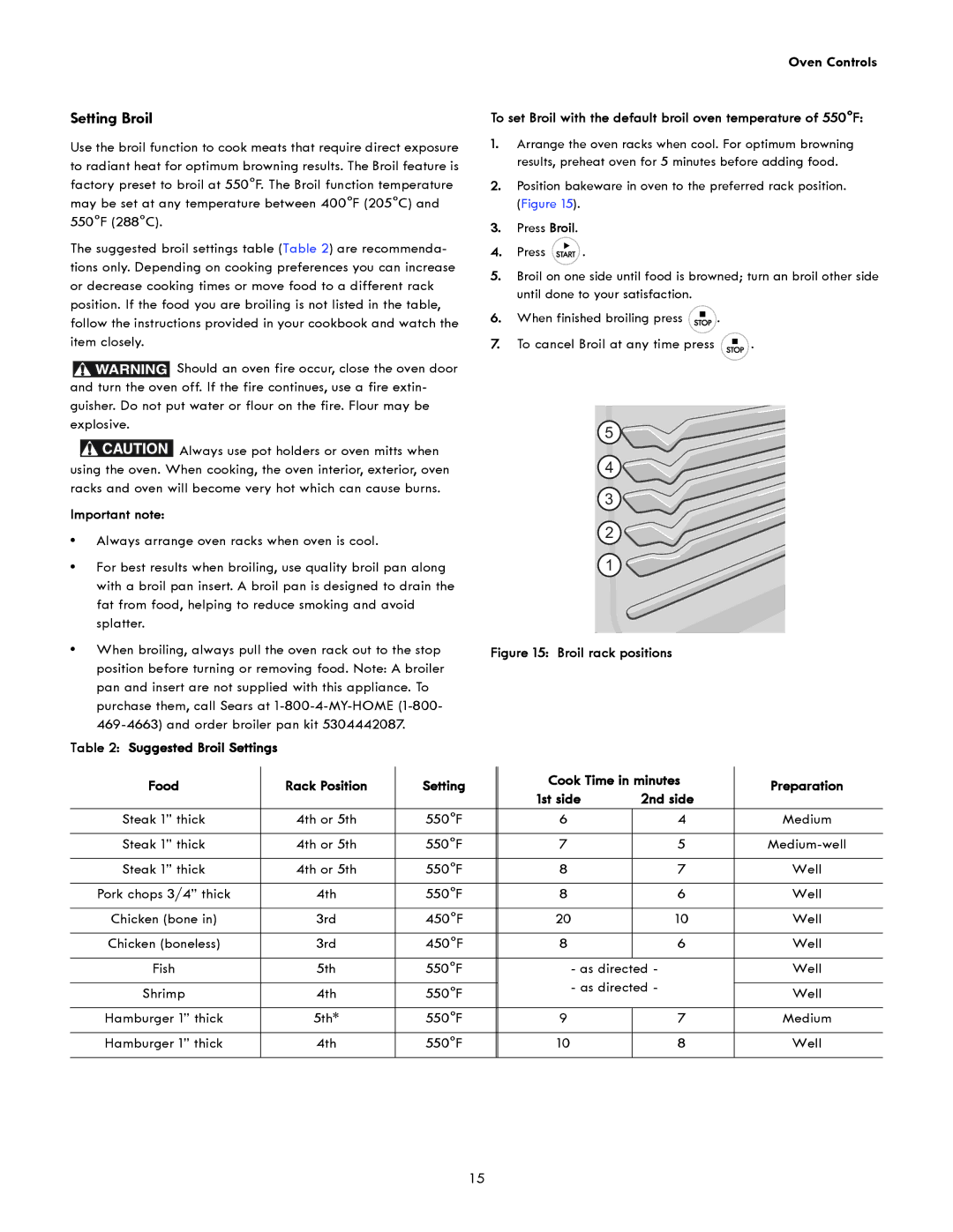 Kenmore 790.4951 manual Setting Broil, 1st side 2nd side 