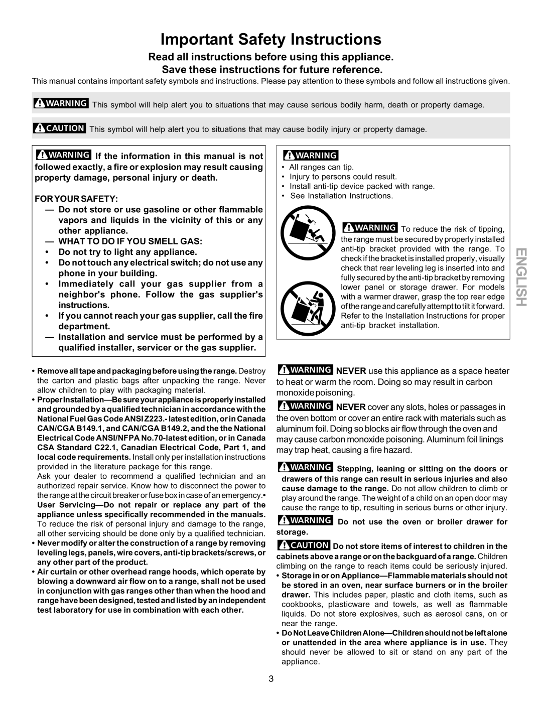 Kenmore 790.7131 manual Important Safety Instructions, For Your Safety, What to do if YOU Smell GAS 