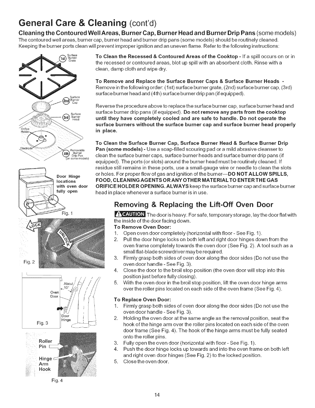 Kenmore 790.7156 manual General Care & Cleaning contd 