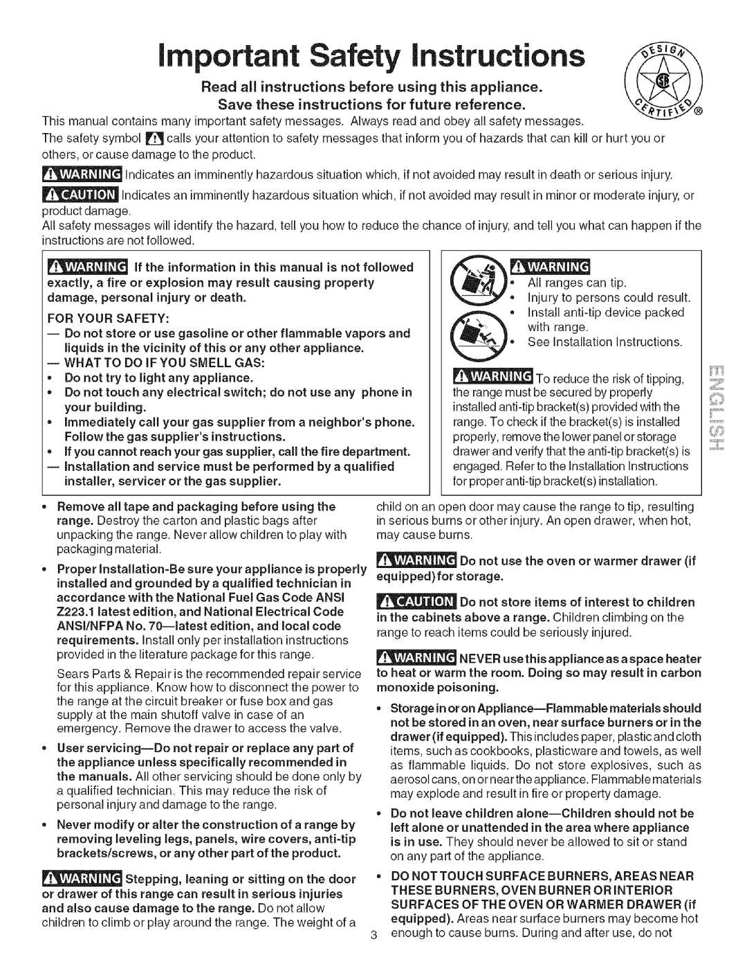 Kenmore 790.754 manual Read all instructions before using this appliance, Save these instructions for future reference 