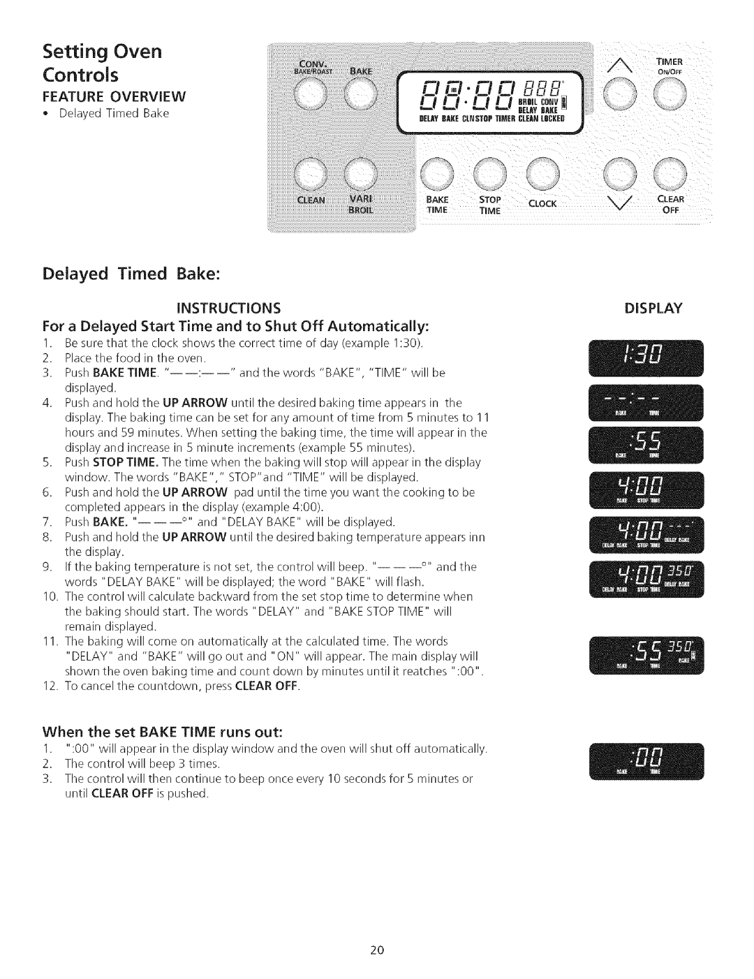 Kenmore 790.75503 manual Delayed Timed Bake 