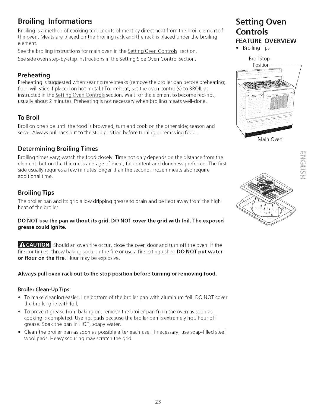 Kenmore 790.75503 manual Setting Oven Controls, Broiling Informations 