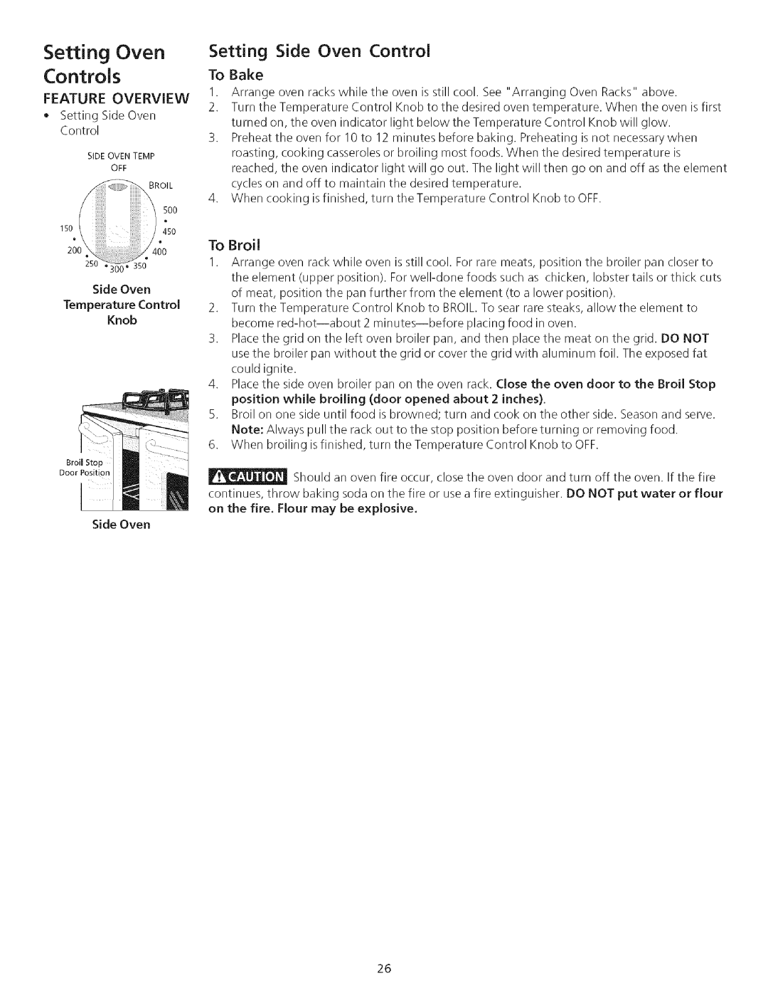 Kenmore 790.75503 manual Setting Side Oven Control, To Bake 