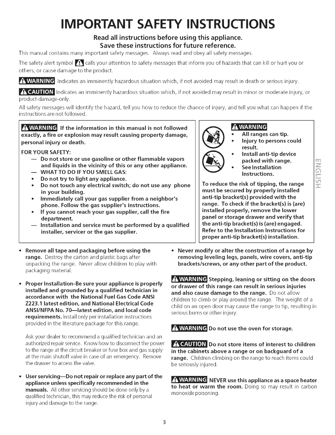 Kenmore 790.75503 manual IMPORTANT Safety iNSTRUCTiONS 