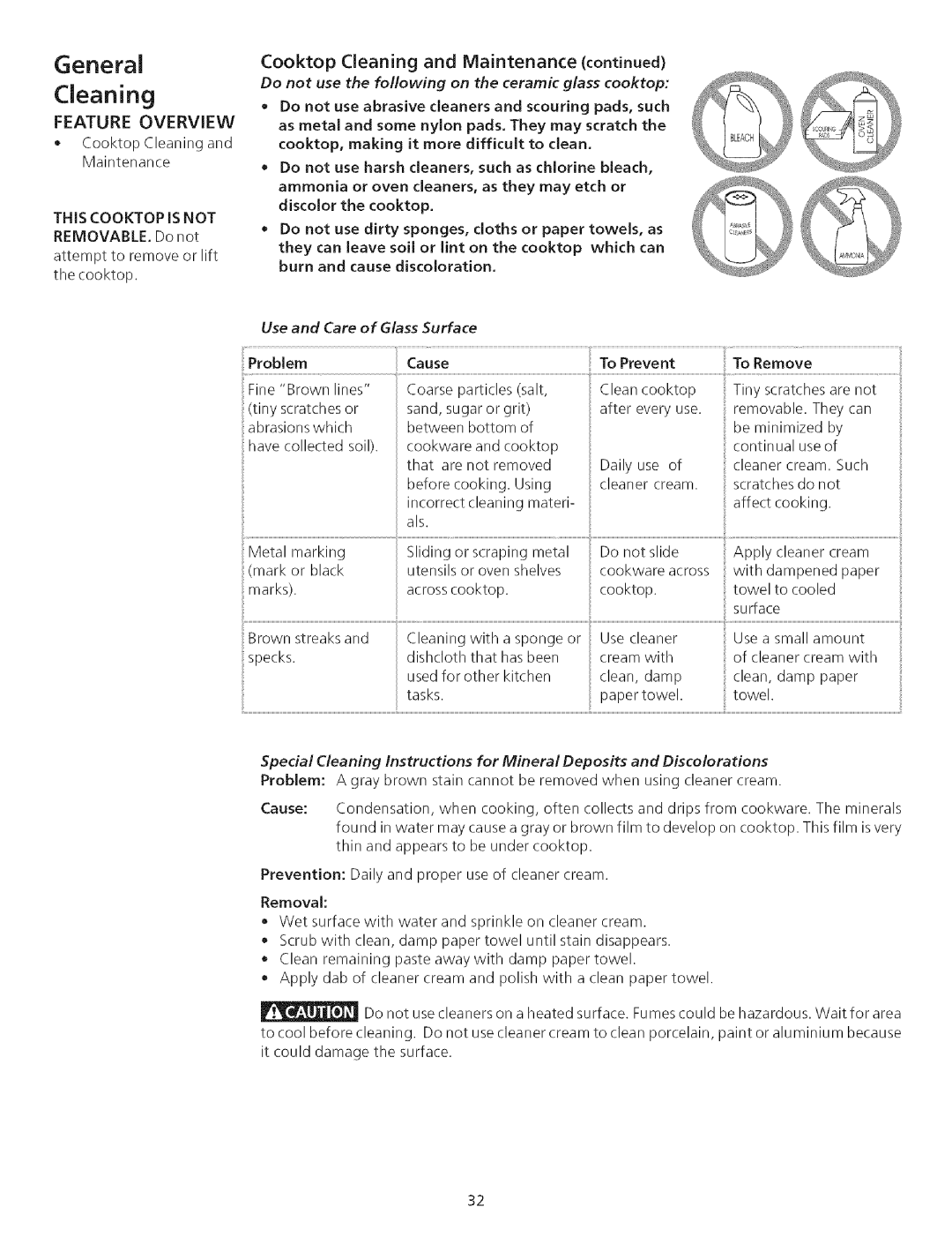 Kenmore 790.75503 manual General Cleaning, Do not use the following on the ceramic glass cooktop 