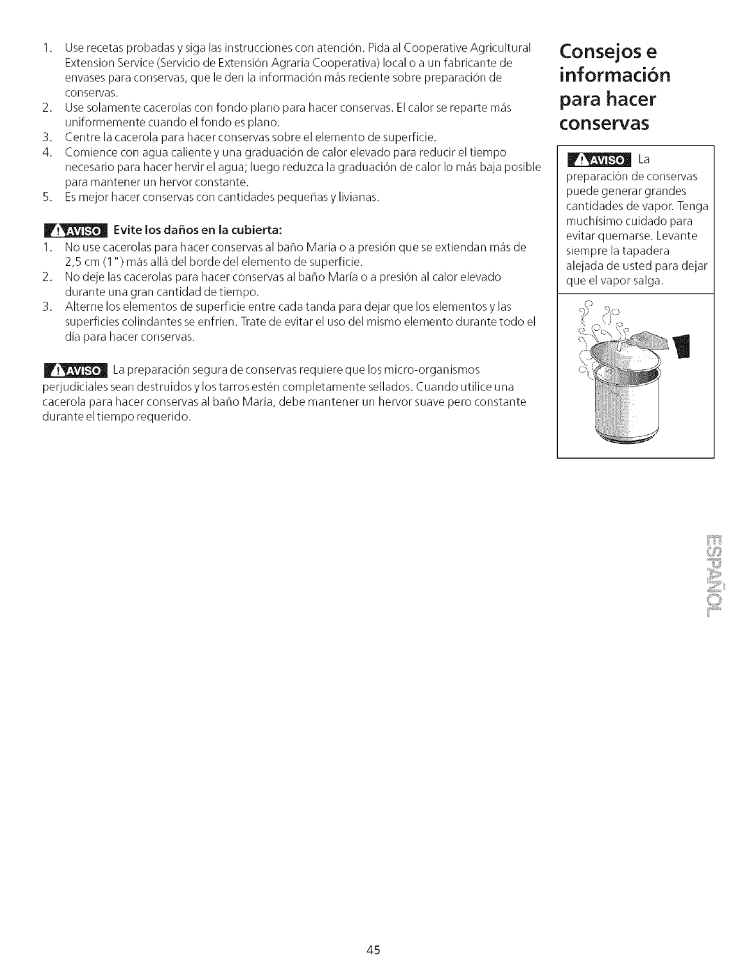 Kenmore 790.75503 manual Consejos e, Para hacer conservas, Conservas 