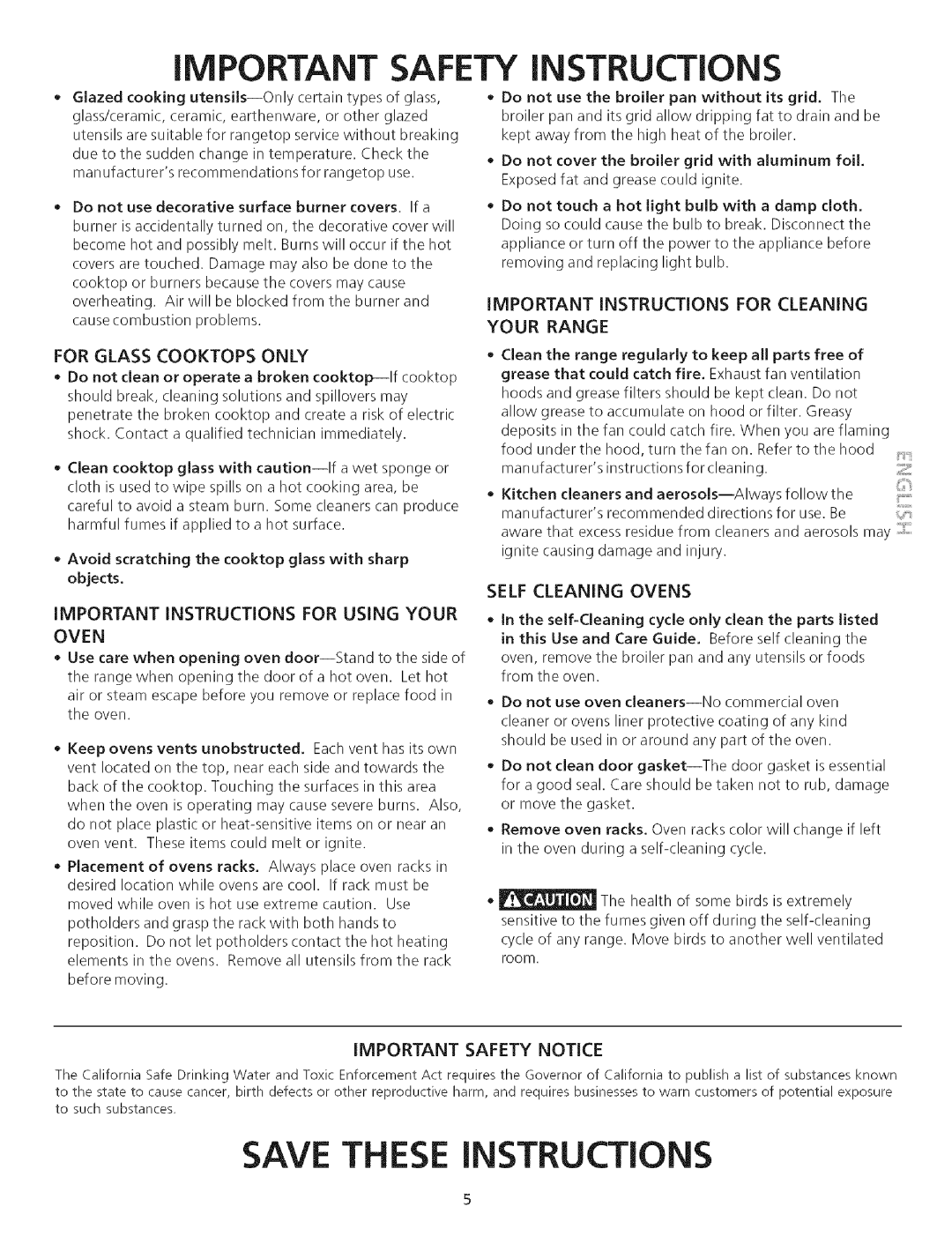 Kenmore 790.75503 manual For Glass Cooktops only, Important Instructions for Using Your Oven, Self Cleaning Ovens 