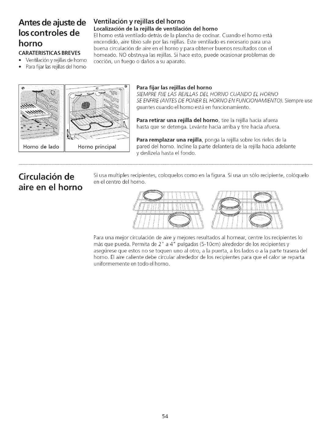 Kenmore 790.75503 manual Antes de ajuste de, Horno, CirculaciOn de aire en el horno, Los controles de 