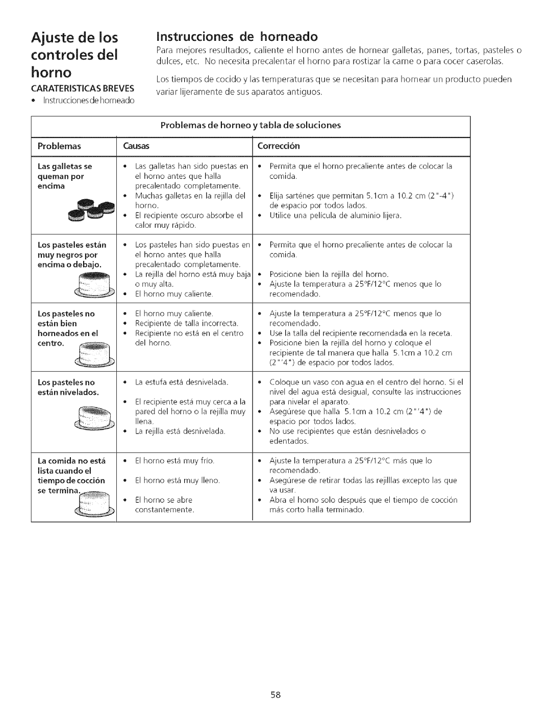 Kenmore 790.75503 manual De los, Instrucdones Horneado, Caraterjstjcasbreves 