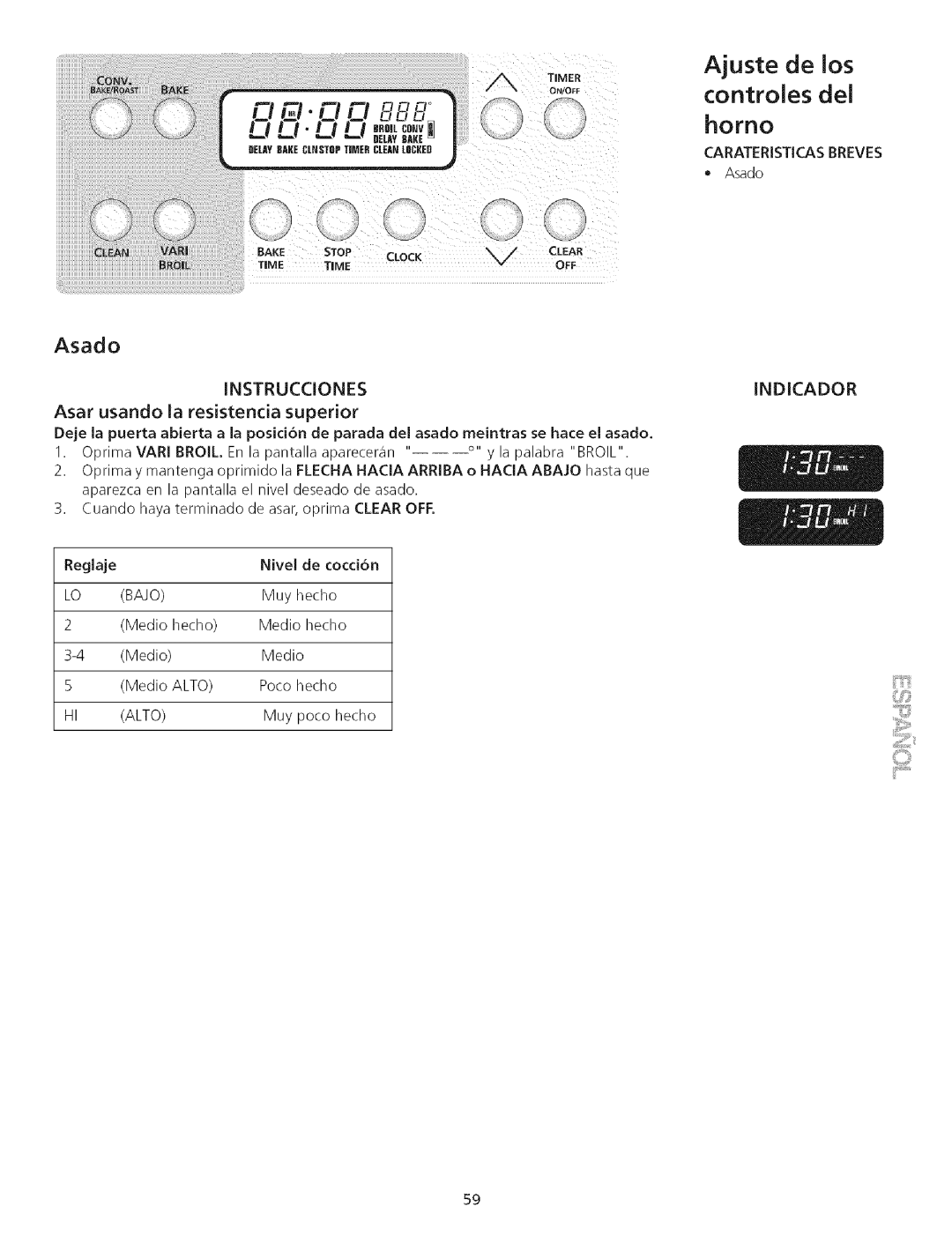 Kenmore 790.75503 manual Asado, Bajo, Alto 